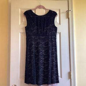 INC Black Lace Dress with Full Zipper Back Little Black Dress SZ 12